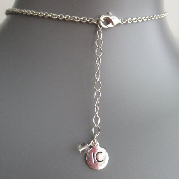 Liz Claiborne Silver and Blue Pendant Necklace Silver Tone 18" Long - Picture 5 of 10